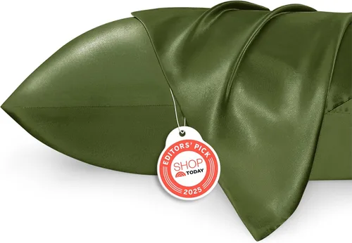 Miniatura 32 de Bedsure Paquete de 2 fundas de almohada de satén similares a las fundas de almohada de seda tamaño estándar, funda de almohada para mujeres que 01