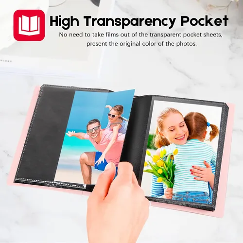 Miniatura 4 de Álbum de fotos pequeño de 4 x 6 pulgadas, página interior negra con banda elástica fuerte, cada álbum pequeño tiene capacidad para 64 fotos, mini