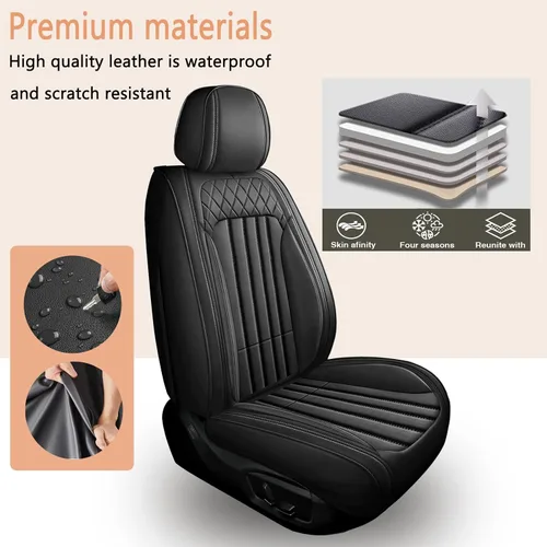 Miniatura 6 de Fundas de asiento de automóvil para Kia Optima 2002-2020: juego completo de cojines de asiento de vehículo, de cuero impermeable, protector Set