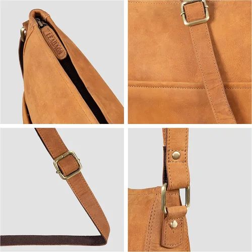 Miniatura 4 de LEABAGS Bolso bandolera de cuero - Bolso vintage de cuero genuino de búfalo - Bolso de mensajero de hombro para hombres y mujeres Maletín Milano