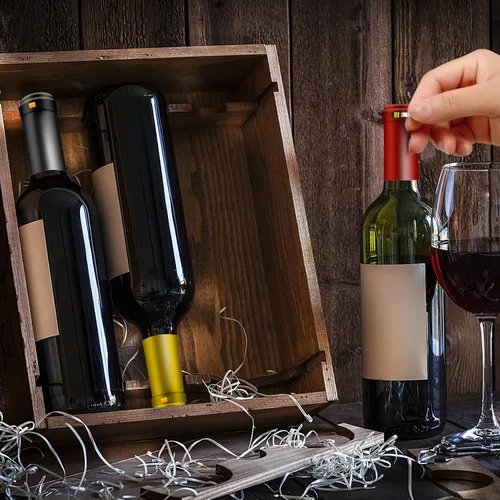 Miniatura 5 de Cápsulas termorretráctiles de PVC, 120 unidades de corchos de vino azul brillante, fundas retráctiles, cápsulas transparentes para botellas azul