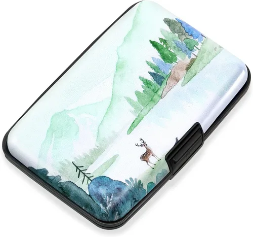 Miniatura 37 de Mayski Soporte para tarjetas de crédito, bloqueo RFID, funda rígida de aleación de aluminio, pequeña cartera de metal para mujeres y hombres