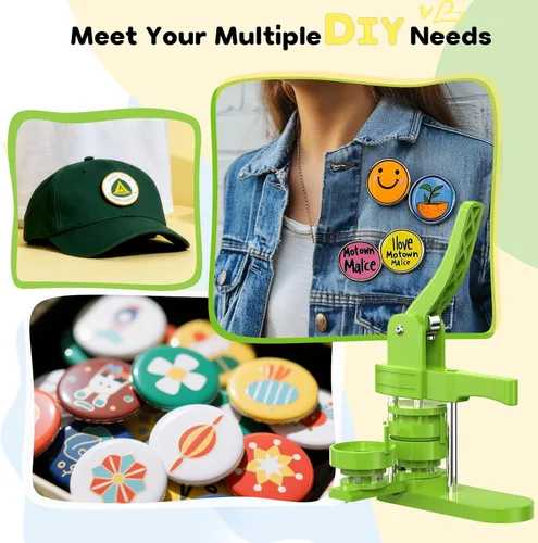 Miniatura 4 de Aiment Máquina para hacer botones de varios tamaños, 200 unidades, fabricante de insignias de 1.25 + 2.25 pulgadas para niños, máquina de prensa