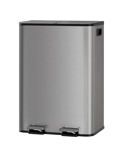 Miniatura 14 de GarveeHome 2 x 10.6 gal Botes de Basura Dobles de Acero Inoxidable con Tapa para Cocina, Combo Grande de Bote de Basura Dual y Reciclaje, Botes