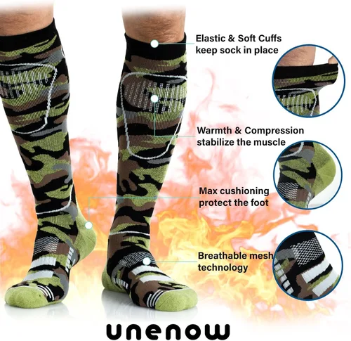 Miniatura 4 de Calcetines de esquí de lana merina, 2 pares, calcetines térmicos hasta la rodilla para snowboard, senderismo, clima frío, nieve, caza