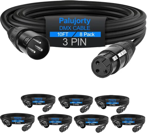 Miniatura 12 de Paquete de 10 cables DMX de 3 pines de 3.2 pies para luz de escenario y controlador