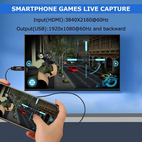 Miniatura 2 de Tarjeta de Captura de Video 4K HDMI, Tarjeta de Captura de Juego Cam Link Adaptador de Captura de Audio HDMI a USB 2.0 Dispositivo de Captura