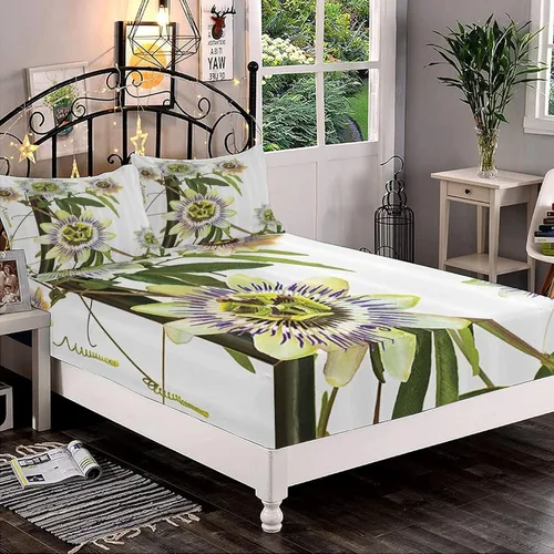 Miniatura 14 de Juego de sábanas bajeras decorativas de tamaño King, sábana bajera de Narval con bolsillos profundos y 2 fundas de almohada, juego de ropa de cama