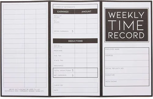 Miniatura 5 de Stockroom Plus Tarjetas semanales de tiempo triples para empleados para contabilidad, tamaño de bolsillo (5 x 8 pulgadas, 200 unidades)