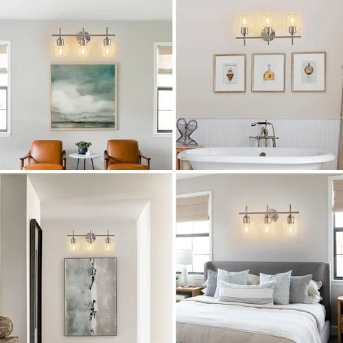 Miniatura 3 de Accesorios de luz de baño de 2 luces, Luz de tocador moderna negra, Lámpara de pared de baño para espejo, cocina, dormitorio, pasillo, sala