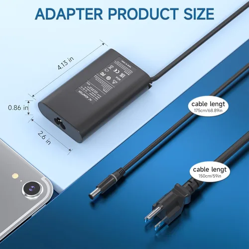 Miniatura 2 de Cargador para portátil de 65 W y 45 W compatible con Dell Inspiron 11, 13, 14, 15, 17, 3000, 5000, 7000, serie N5110, N5010, N7010, N4010, 14, 3421