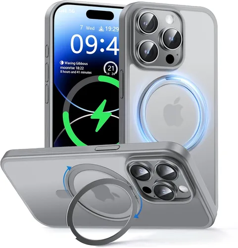 Miniatura 14 de MAGIC JOHN Soporte Magnético Invisible Giratorio 360° para Funda de iPhone 17 Pro [Botón de Control de Cámara] [Compatible con MagSafe] 16 FT Negro