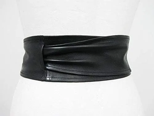 Miniatura 7 de Cinturón de cuero Obi para mujer, de cuero auténtico, ancho de 3 pulgadas, hecho a mano