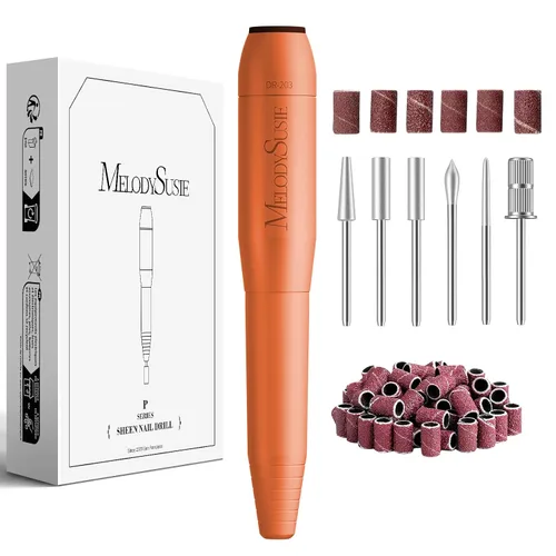 Miniatura 11 de MelodySusie - Kit de torno eléctrico PC120I negro con lima portátil para uñas de gel y acrílico, incluye fresas, bandas de limado, dorado