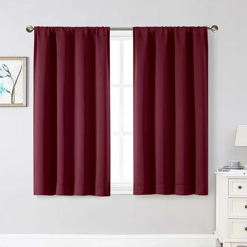 Miniatura 75 de Cortinas opacas para dormitorio, sala de estar, juego de 2 paneles de 54 pulgadas de largo, cortinas de oscurecimiento de habitación con aislamiento