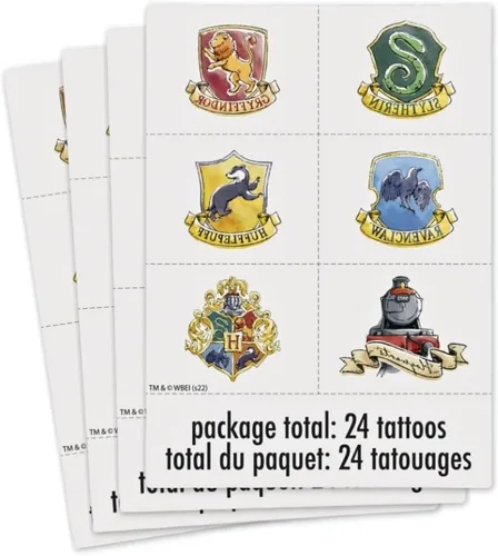 Unique Tatuajes de Harry Potter de varios colores (paquete de 24) | Diseño llamativo, perfecto para fanáticos de Hogwarts, fiestas de cumpleaños y