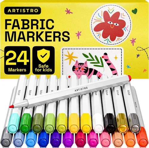 Miniatura 11 de ARTISTRO 5 marcadores de tela negros de doble punta – Kit de decoración de tela – Permanente para ropa – Bolígrafos de pintura acrílica para tenis