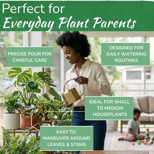 Miniatura 6 de Regadera de acero inoxidable para plantas de interior por Houseplant Resource Center Capacidad de 1 litro para plantas de interior/exterior en oro