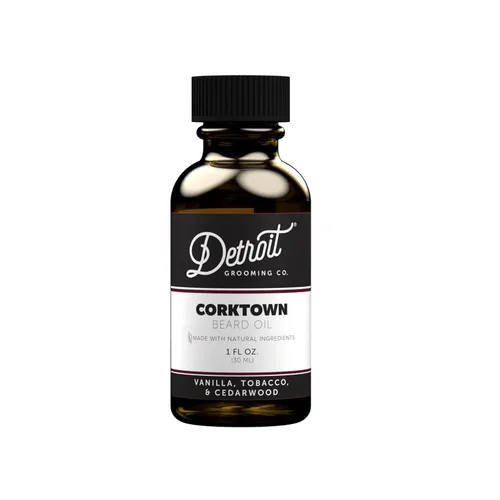 Detroit Grooming Co. Aceite natural para barba para hombres, hidratante nutritivo y orgánico para barba con aceite de almendras dulces y vitamina E,