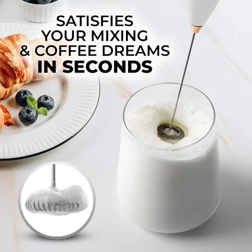 Miniatura 437 de Zulay Milk Boss Espumador de leche potente manual, hace espuma para latte, batidor para mezclar bebidas, café, miniespumador para capuchino, frappé