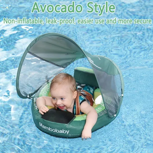 Miniatura 6 de Mambobaby - Flotador de piscina para bebé con toldo no inflable, sólido, mejorado, suave, impermeable, agradable a la piel, material de tela