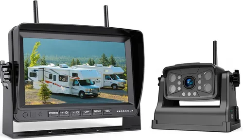 ZEROXCLUB Sistema de cámara de respaldo inalámbrico magnético para caravana: cámara trasera con monitor DVR HD 1080P de 7 pulgadas, monitor DVR y