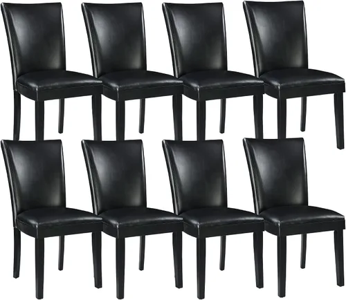 Miniatura 30 de LEEMTORIG Juego de 2 sillas de comedor de piel sintética modernas de mediados de siglo, sillas Parsons tapizadas de lujo con patas de madera maciza