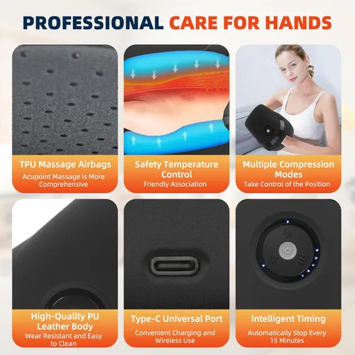 Miniatura 4 de ZhanHao Masaje de manos, máquina de mano con calor y compresión, masajeador eléctrico de manos para artritis y túnel carpiano, masajeadores