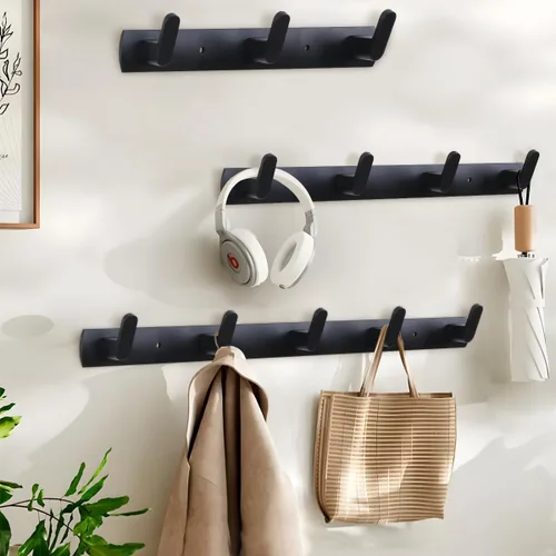 Miniatura 5 de Ganchos multifuncionales para toallas de bata, ganchos de pared para ropa no perforados, ganchos de aluminio para colocar armarios, baños, pasillos