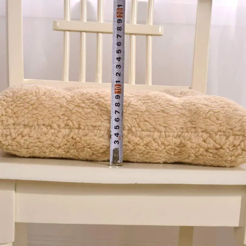 Miniatura 5 de Cojín de asiento cómodo suave para silla, cojín cálido para silla, 16 x 16 x 4 pulgadas, lana de cordero rosa esponjosa para adultos y niños