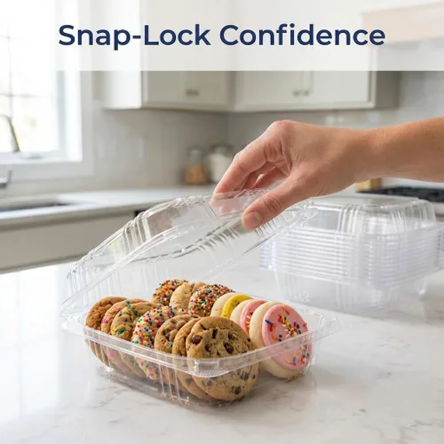 Miniatura 5 de Mr Miracle - Envases de almeja de plástico transparente desechables, resistentes a fugas y duraderos para entregas como Uber Eats, ideales