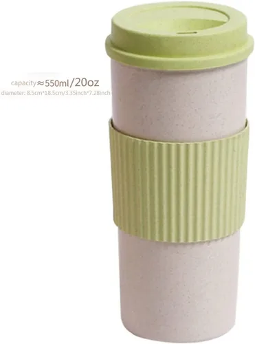 Miniatura 42 de Taza de café sellada con paja de trigo, taza de plástico portátil creativa, taza de alimentos de alto valor que acompaña a beber 16.9 fl oz/17 oz