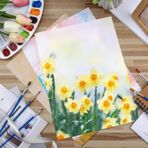 Miniatura 4 de Spiareal 100 hojas de papel de acuarela de 9 x 12 pulgadas, a granel, 140 libras/300 GSM, papel de construcción blanco, prensa en frío, algodón