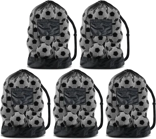 Miniatura 11 de BROTOU Bolsa de red para pelota de fútbol extragrande, bolsa de malla con cordón de 40 x 30 pulgadas con bolsillo con cremallera, bolsa