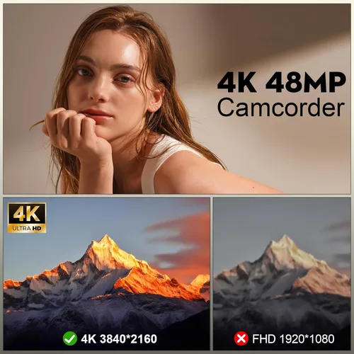 Miniatura 2 de NBD Videocámara de video 4K Ultra 48MP Vlogging Cámara para YouTube, videocámara digital con zoom 16X de 3.0 pulgadas IPS 270° con micrófono, luz