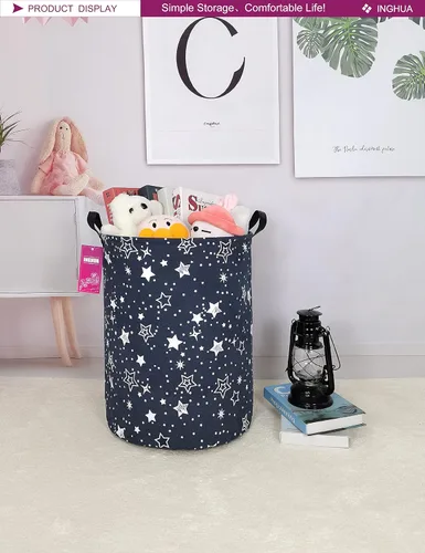 Miniatura 4 de Cesta de Ropa Sucia Grande de Tela de Lona Ligera Cesta de Almacenamiento/Organizador de Juguetes/Ropa Sucia Plegable Impermeable para Dormitorios