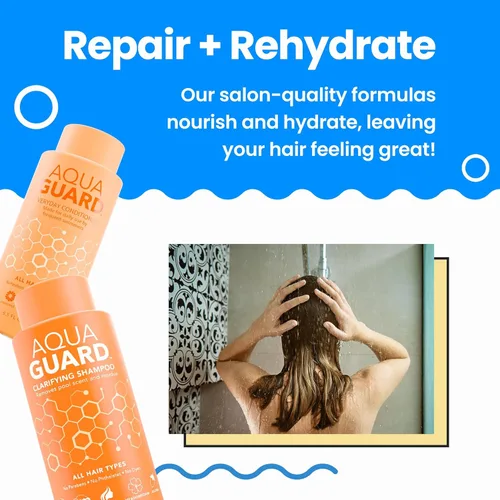 Miniatura 5 de AQUA GUARD Paquete de protección esencial para el cabello de los nadadores Evita daños por cloro + suaviza el cabello mientras nadas Seguro