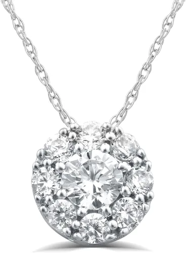 La Joya Collar con colgante de diamante cultivado en laboratorio para mujer, collar redondo de halo Diamantes de 12 a 1 quilate agrupados para un