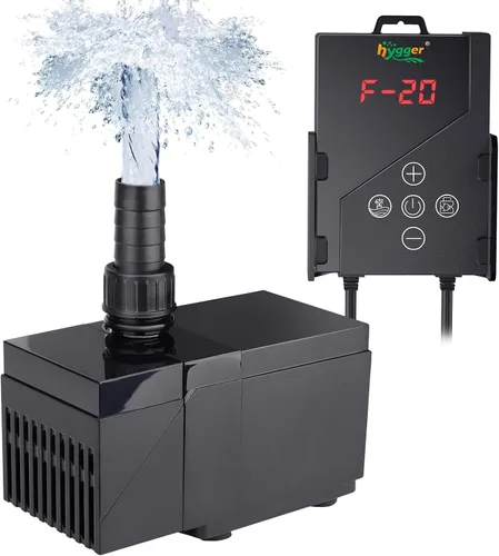 hygger Bomba de acuario de CC de 530 GPH con controlador, bomba de agua sumergible ultra silenciosa de 24 V, bomba de retorno de elevación de 10