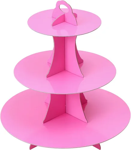 Miniatura 25 de Soleebee Soporte redondo de 3 niveles para cupcakes, torre de cartón para cupcakes, torre de soporte para pasteles de postre para decoración