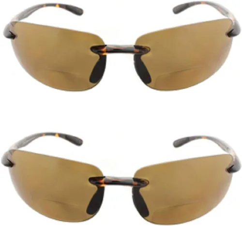 Miniatura 6 de 2 pares de lentes de sol bifocales sin montura para hombres y mujeres, lentes de sol para conducción nocturna, color amarillo y ahumado