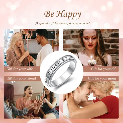 Miniatura 6 de Anillo de ansiedad para mujer, plata de ley 925, anillos giratorios para aliviar el aburrimiento, TDAH, autismo, anillos antiestrés, joyería
