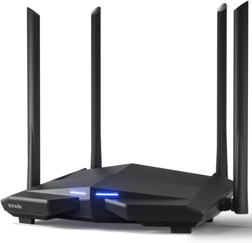 Tenda Enrutador WiFi inalámbrico Gigabit de doble banda AC1200, 4 puertos Gigabit completos, velocidad de hasta 1.2 Gpbs, fácil configuración con