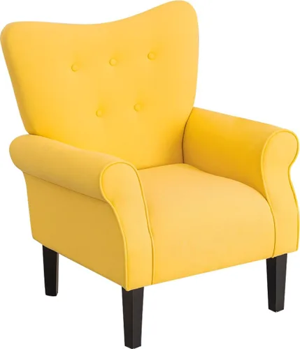 Miniatura 13 de YOLENY - Silla decorativa moderna, con respaldo alto, sillón tapizado con botones de tela, sofá individual con patas de madera para sala de estar