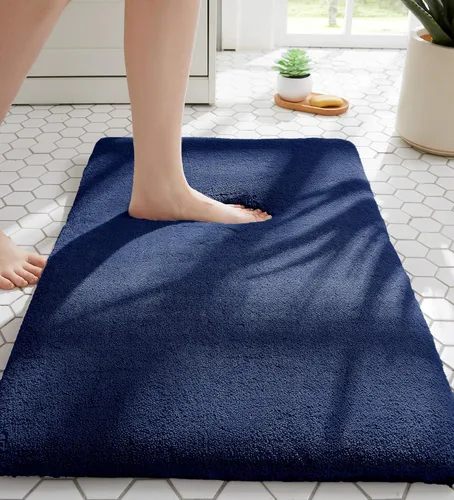 Miniatura 7 de MINIDEAR - Alfombras de baño 24x17 beige - Tapete de baño de espuma elástica gruesa, ultra suave y pachona, antideslizante, de secado rápido