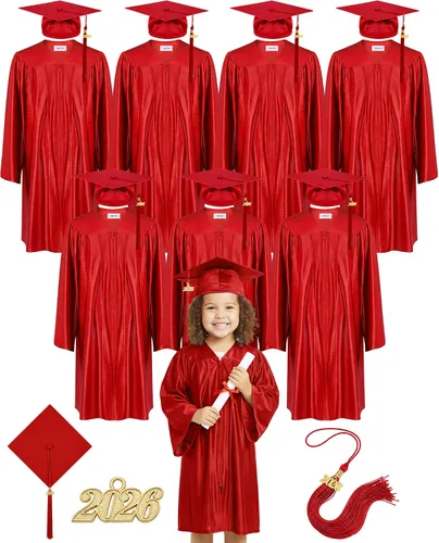 Miniatura 9 de Xuhal Juego de 8 gorros y batas de graduación preescolar para jardín de infantes, gorro de graduación para niños con borla de graduación 2026