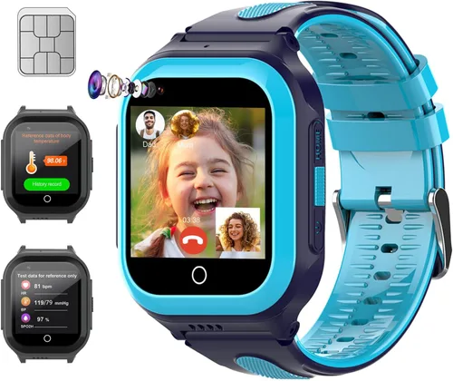 Miniatura 8 de Wonlex - Reloj inteligente 4G para niños con tarjeta SIM, reloj inteligente GPS para niños, monitor de salud con temperatura, videollamadas, cámara
