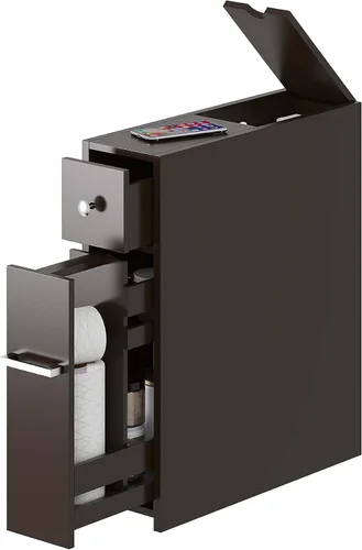 Spirich - Gabinete delgado de almacenamiento para baño, soporte independiente para papel higiénico, gabinete de baño con cajón deslizable, color