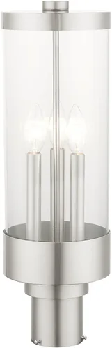 Miniatura 8 de Livex Lighting 20728-91 Hillcrest - Linterna de poste superior para exteriores, acabado de níquel cepillado con cristal transparente