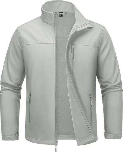 Miniatura 12 de MAGCOMSEN Chaqueta ligera Softshell para hombre, con forro polar, impermeable, cortavientos, para senderismo al aire libre